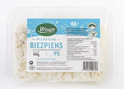 Straupe pilnpiena biezpiens 9% 400 g